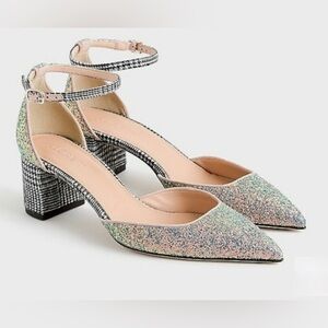 J. Crew Women's Iridescent Sparkling Ankle Strapped Heels
